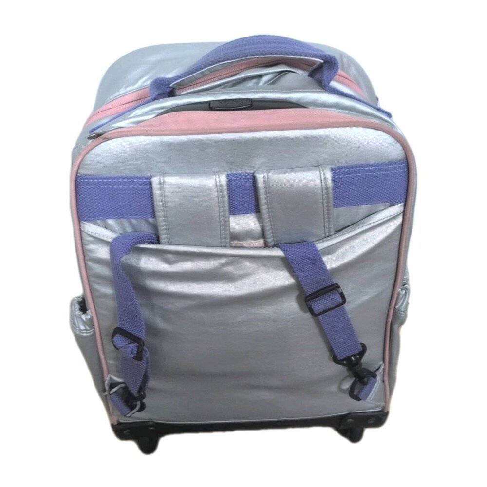 Kipling Gaze‎ Large Metallic Rolling Backpack Original - Silver w/ Pastels - Picture 7 of 11